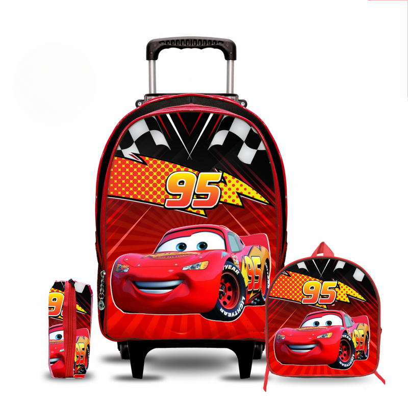 Kit Mochila Infantil Escolar Relâmpago MCqueen - Mochila, Lancheira e Estojo