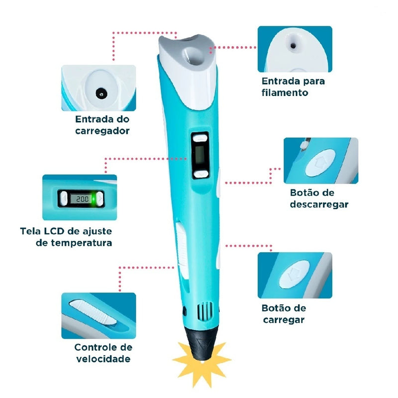 Caneta 3D Criativa - Dê Vida às Ideias do Seu Filho!
