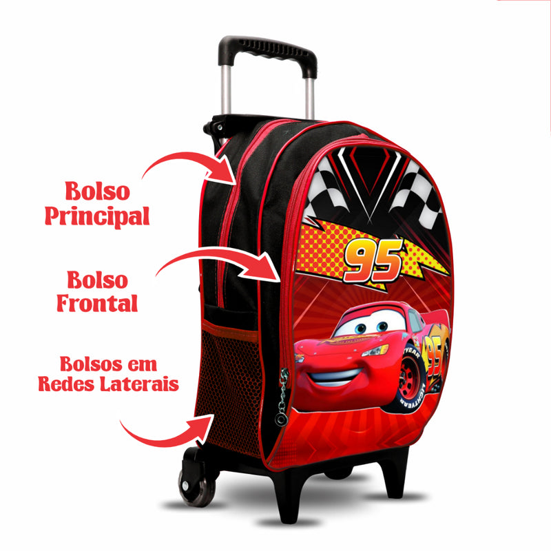 Kit Mochila Infantil Escolar Relâmpago MCqueen - Mochila, Lancheira e Estojo