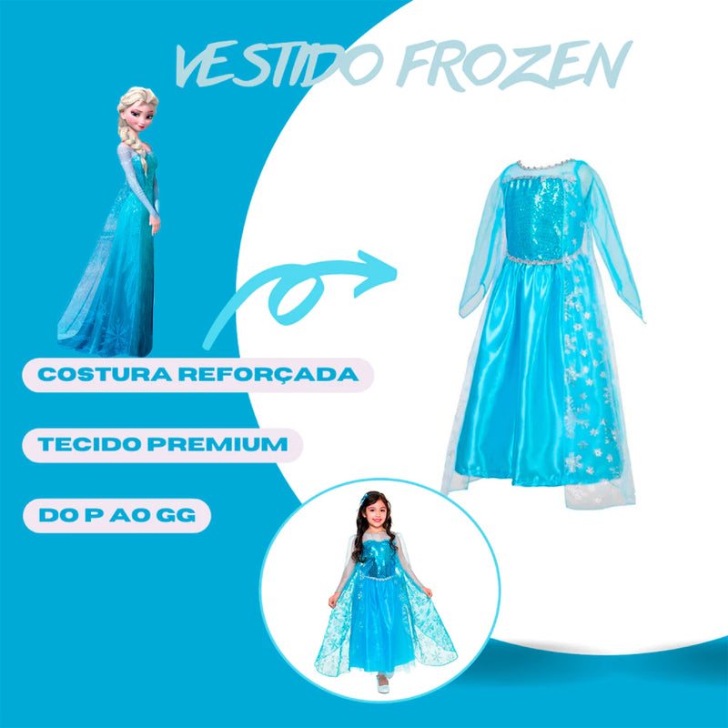Fantasia Infantil Elsa Frozen com Capa e Acessórios