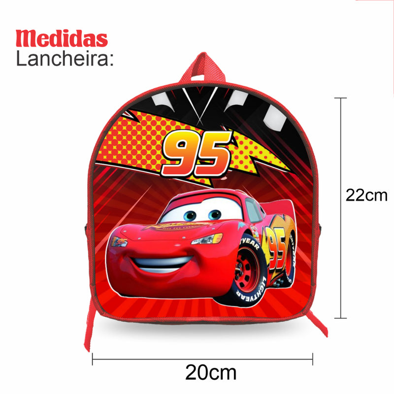 Kit Mochila Infantil Escolar Relâmpago MCqueen - Mochila, Lancheira e Estojo